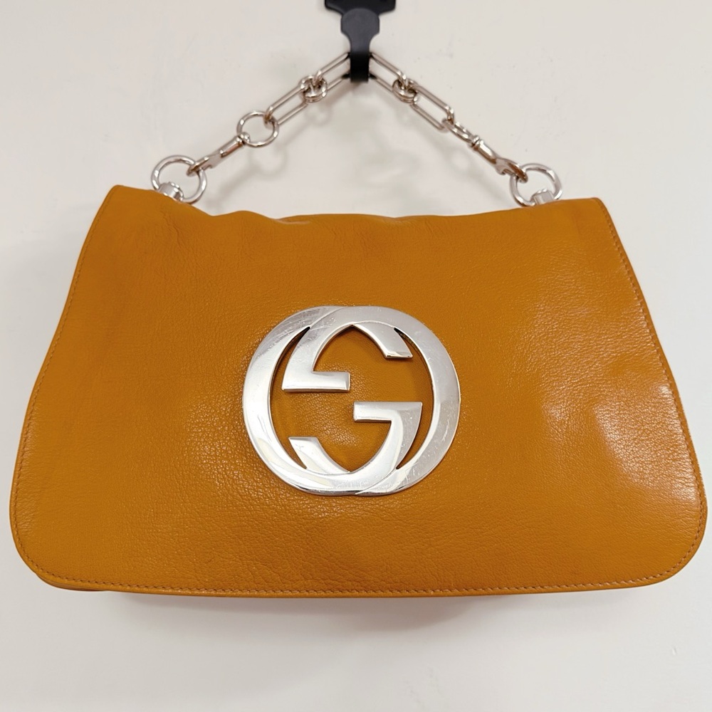 Gucci Tom Ford Blondie RARE Orange GG Logo Monogram Medium Satchel Flap Bag